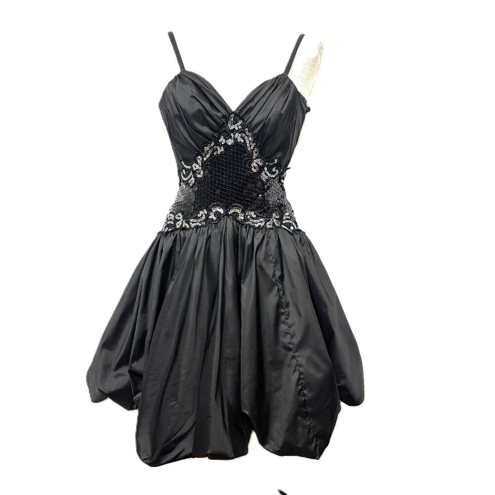 Vintage 80s Alyce Design Bubble Sirt Prom Formal Midi Dress Size 8